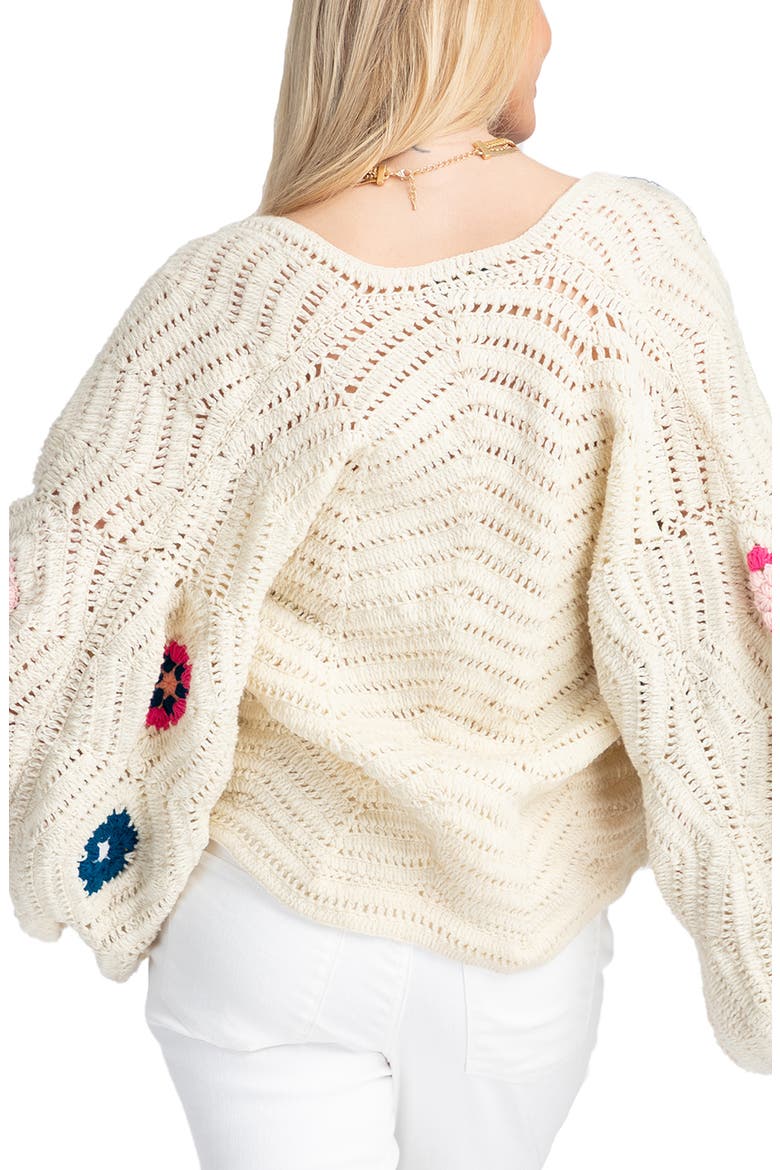 Floral Crochet Crop Cardigan, Alternate, color, WHITE