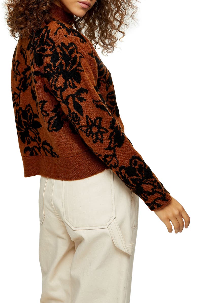 Topshop Floral Jacquard Sweater, Alternate, color,