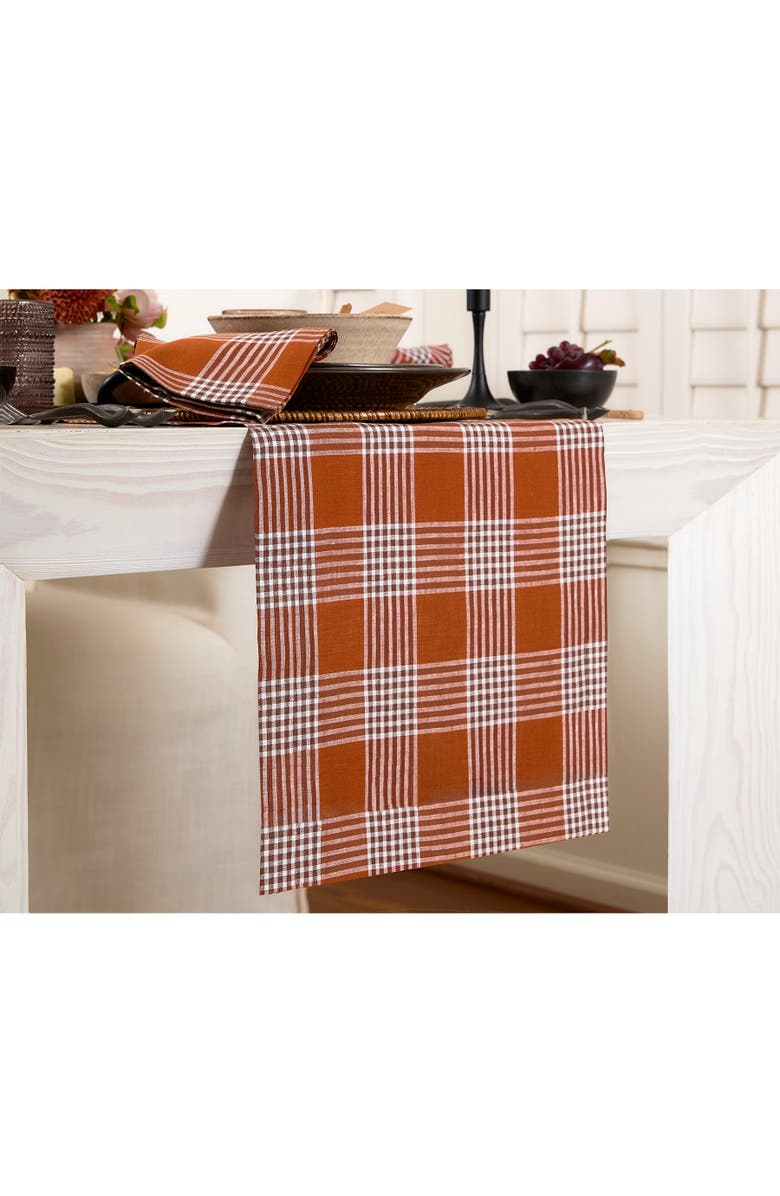 Solino Home Linen Table Runner - Glen Check, Alternate, color, Nutmeg