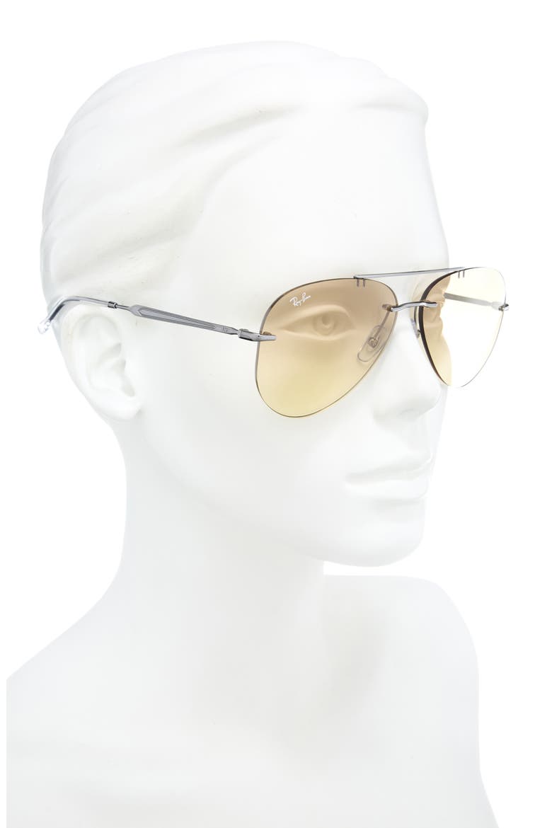 62mm Oversize Pilot Sunglasses, Alternate, color, GUNMETAL / YELLOW GRAY