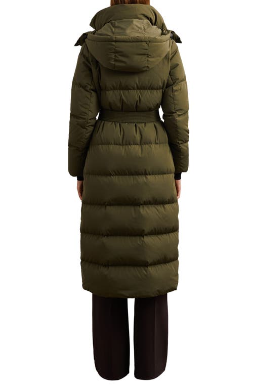 Reiss Colette Quilted Longline Puffer Jacket In Green