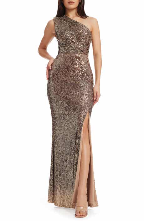 Dress the Population Sariah Sequin One-Shoulder Gown