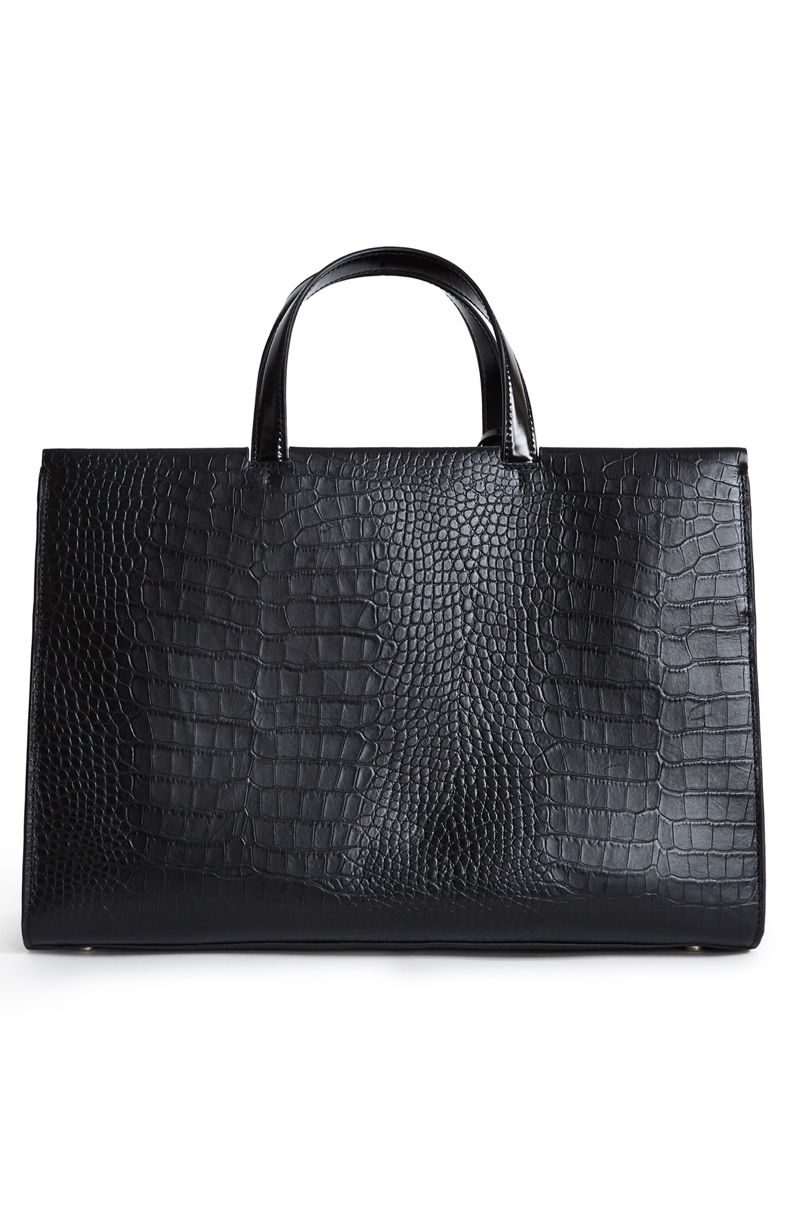 Reiss Large Picton Croc Embossed Leather Satchel, Alternate, color, 