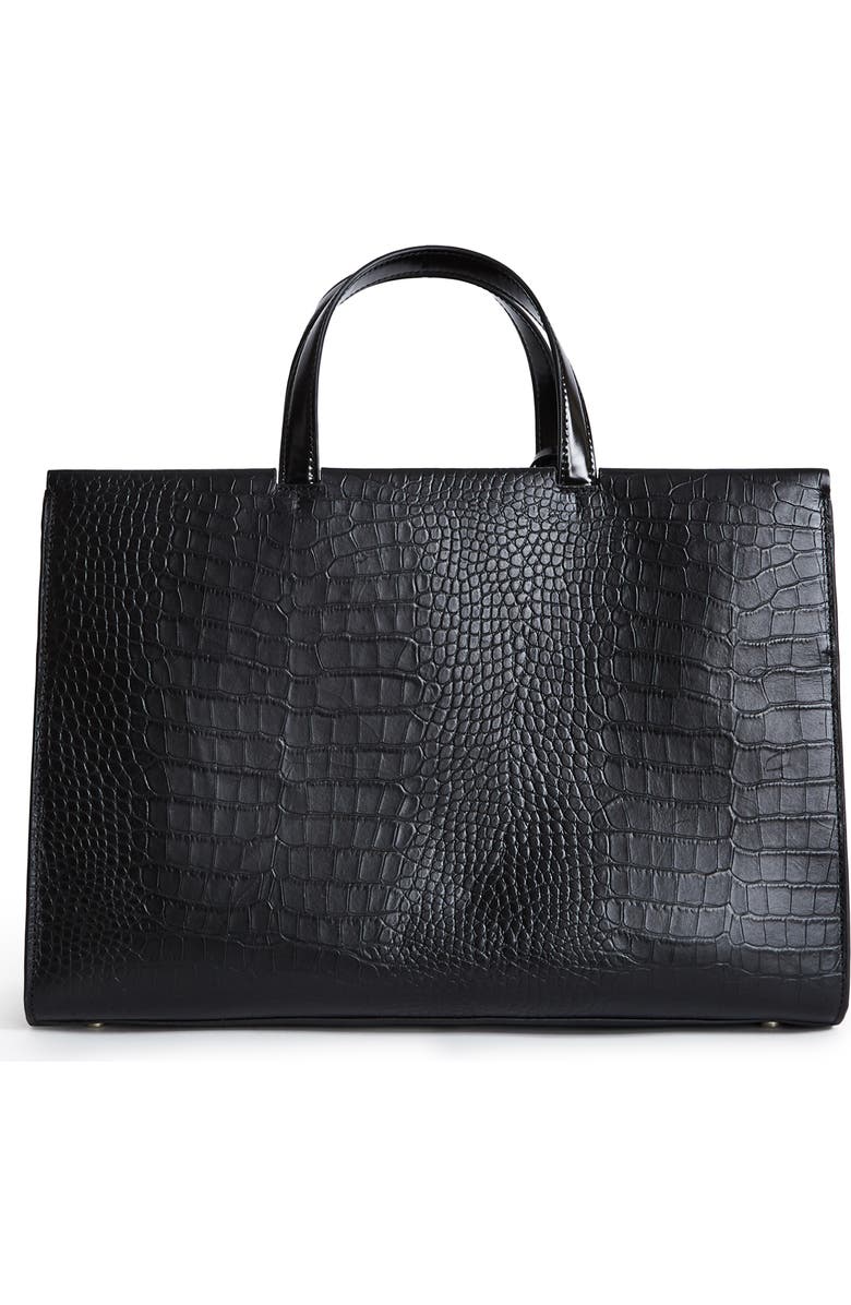 Reiss Large Picton Croc Embossed Leather Satchel, Alternate, color,