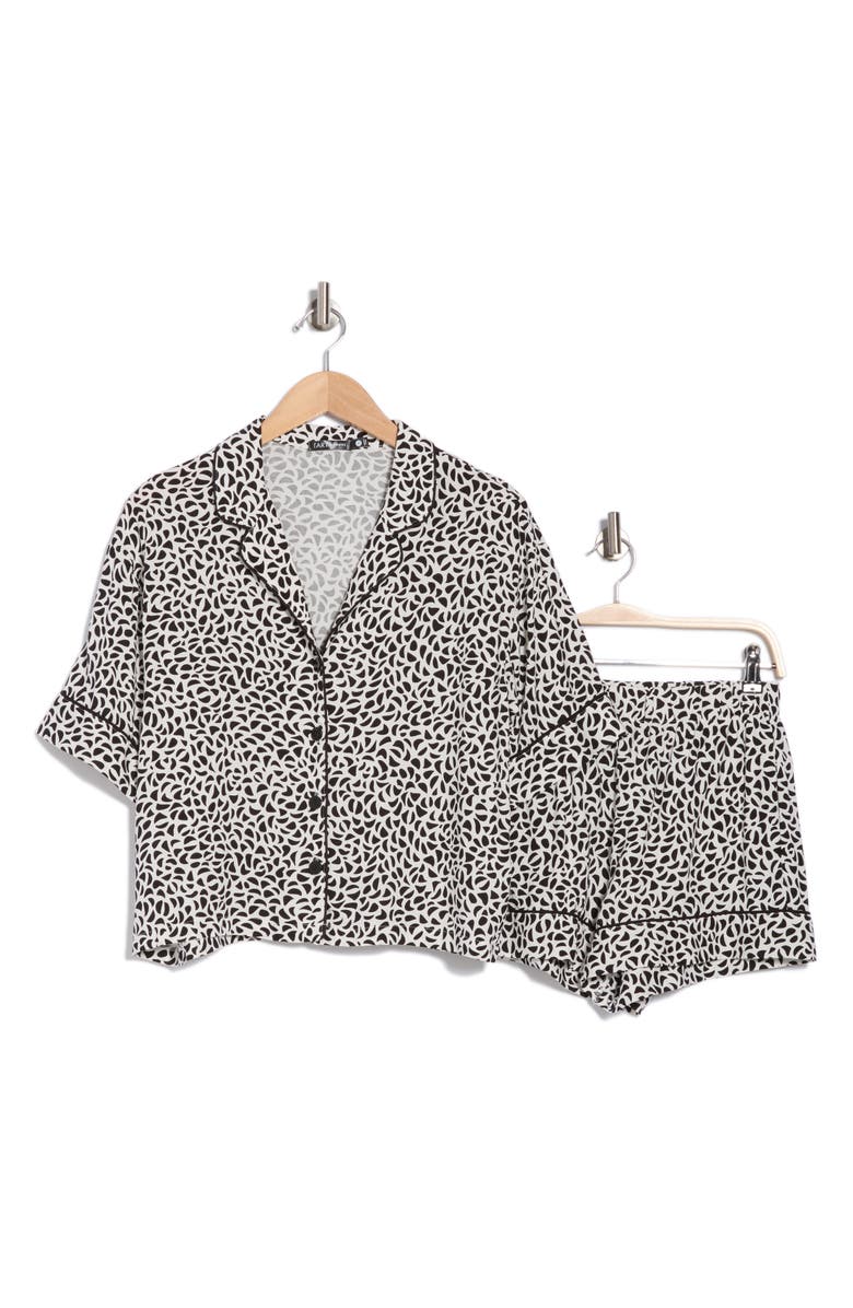 Tart Kine Challis Short Sleeve Button-Up Shirt & Shorts Pajamas, Alternate, color, Large Pebble Leopard