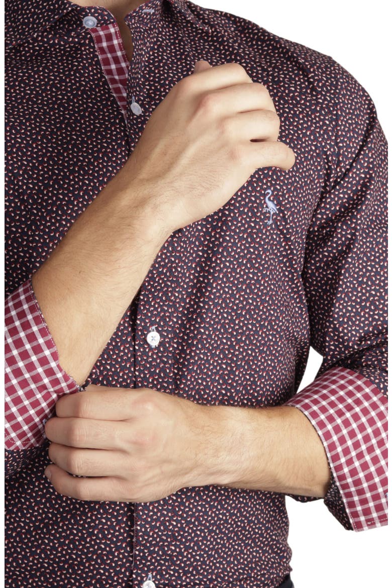 Mini Paisley Long Sleeve Button-Down Shirt, Alternate, color, NAVY
