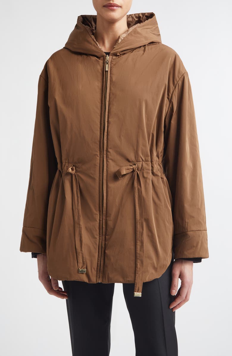 Max Mara Charme Water Repellent Hooded Jacket, Main, color, Honey