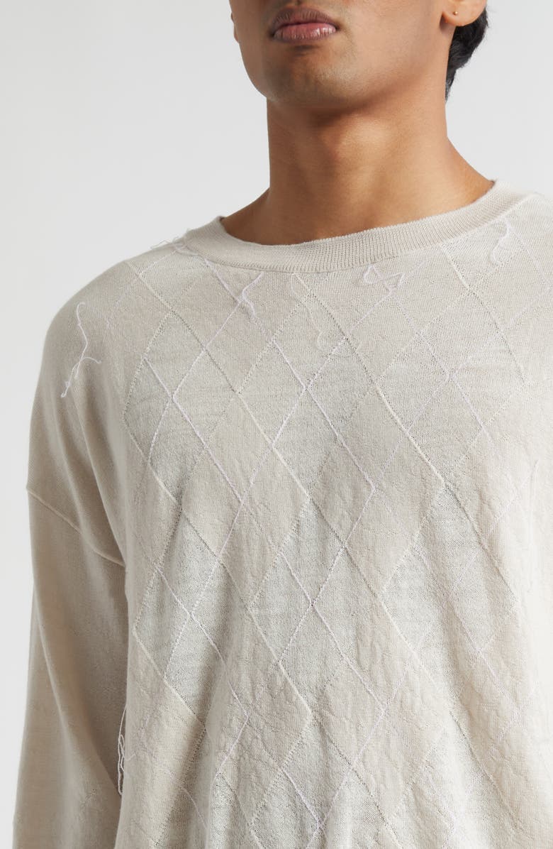 OUR LEGACY Sonar Distressed Argyle Plaid Wool Sweater, Alternate, color, Blossom Argyle Fine Wool