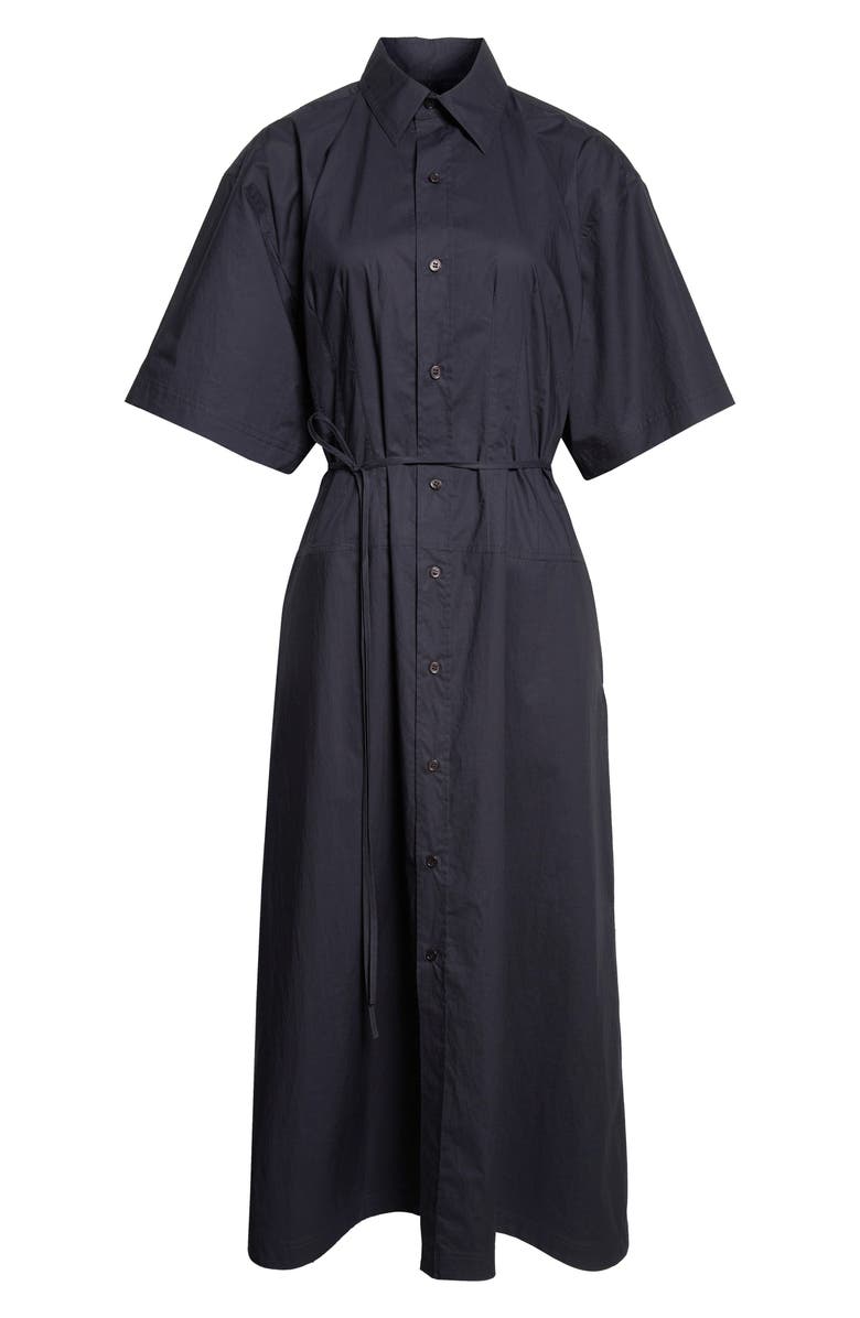 PLAN C Oversize Cotton Shirtdress, Alternate, color, Blue Black