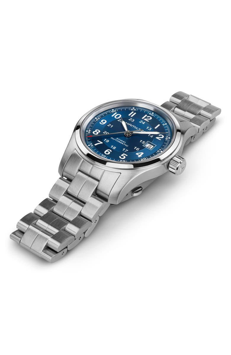 Hamilton Khaki Field Automatic Bracelet Watch, 42mm, Alternate, color, Blue