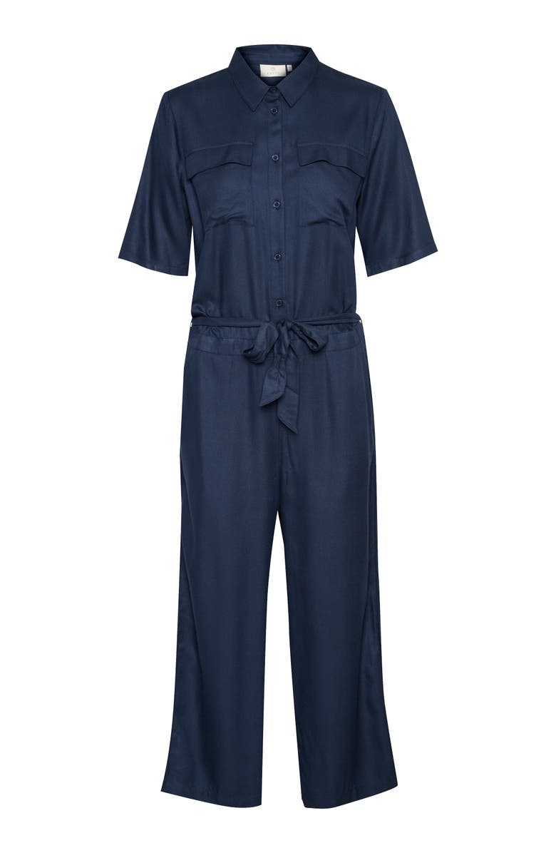 Kaffe Ruthie Cropped Leg Button Jumpsuit, Alternate, color, Midnight Marine