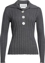 NACKIYÈ Sugarman Rib Wool Polo Sweater