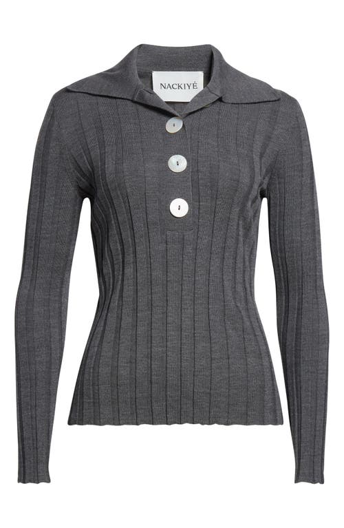 Nackiyé Womens Anthracite Sugarman Ribbed Virgin-wool Polo Jumper In Gray