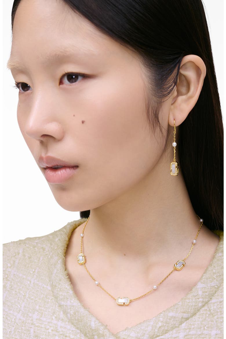 J Marc Luxe Mother-of-Pearl Station Chain Necklace, Alternate, color, GOLD/CRYSTAL