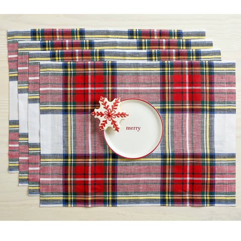 Linen Placemats - Stewart Plaid, 14" x 19"