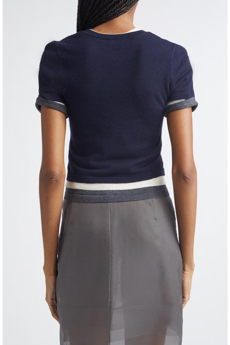 Triple Layer Short Sleeve Merino Wool Sweater, Alternate, color, MIDNIGHT MULTI
