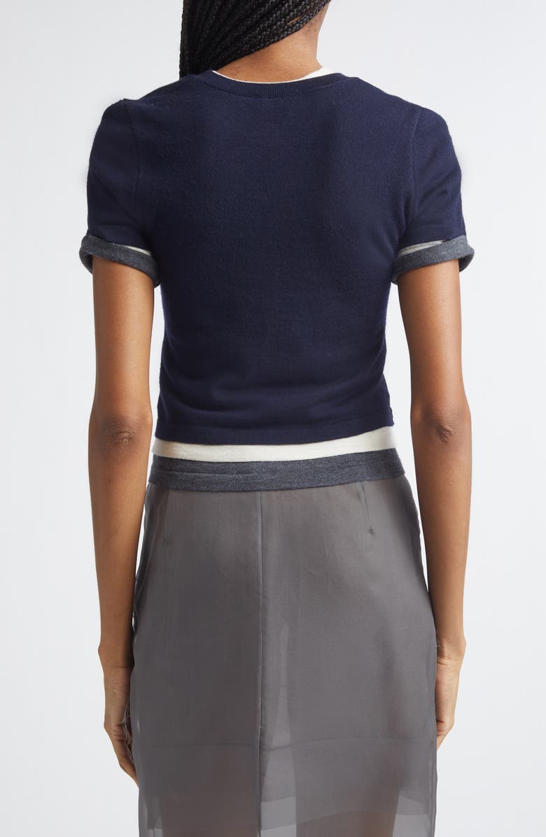 MONSE Triple Layer Short Sleeve Merino Wool Sweater, Alternate, color, Midnight Multi