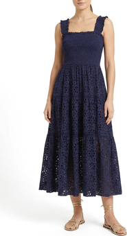 Change of Scenery Kristen Sleeveless Smocked Eyelet Midi Dress