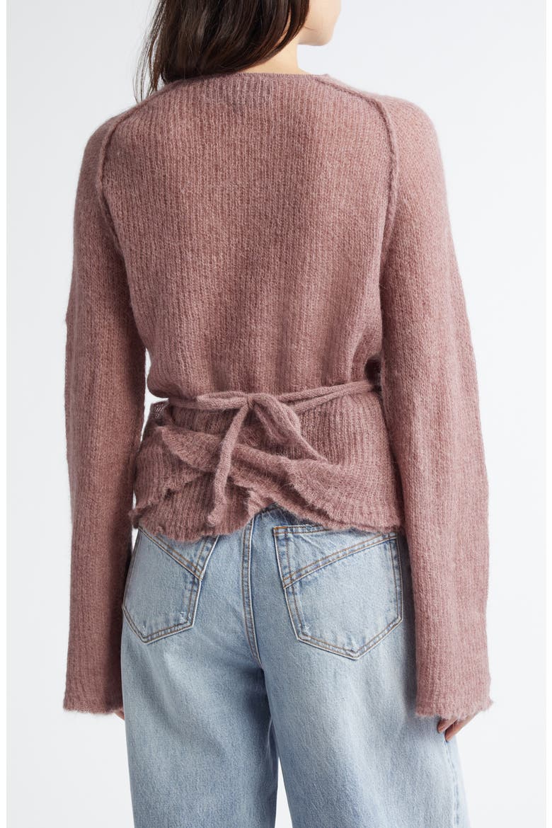 Blush Mohair & Alpaca Blend Wrap Cardigan, Alternate, color, BLUSH