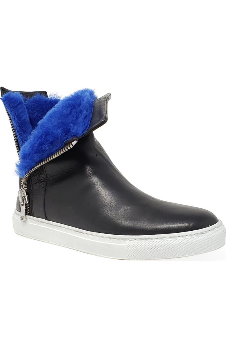 Madison Maison Double Zip Shearling Boot, Alternate, color, Black/Blue