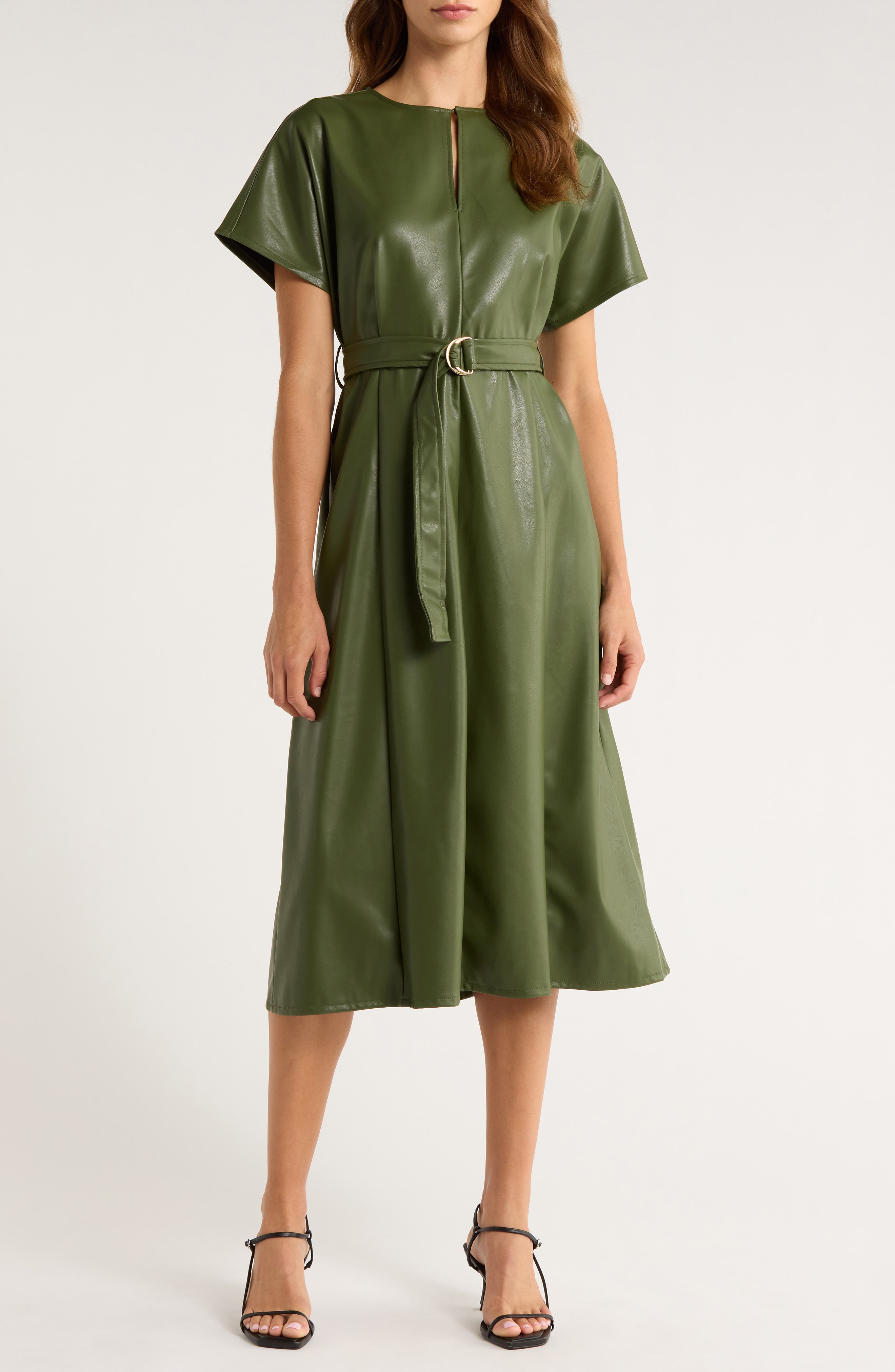 Halogen® Faux Leather Midi Dress