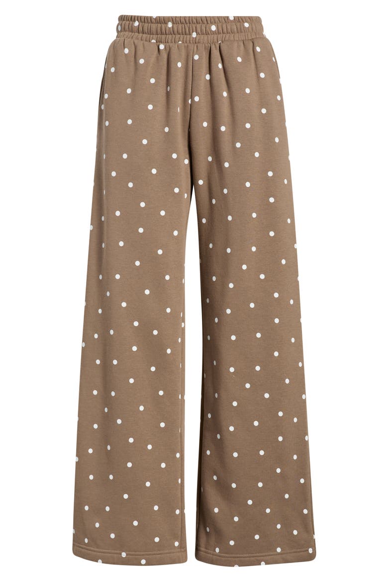 Printed Baggy Sweatpants, Alternate, color, BROWN T- WHITE COZY DOT