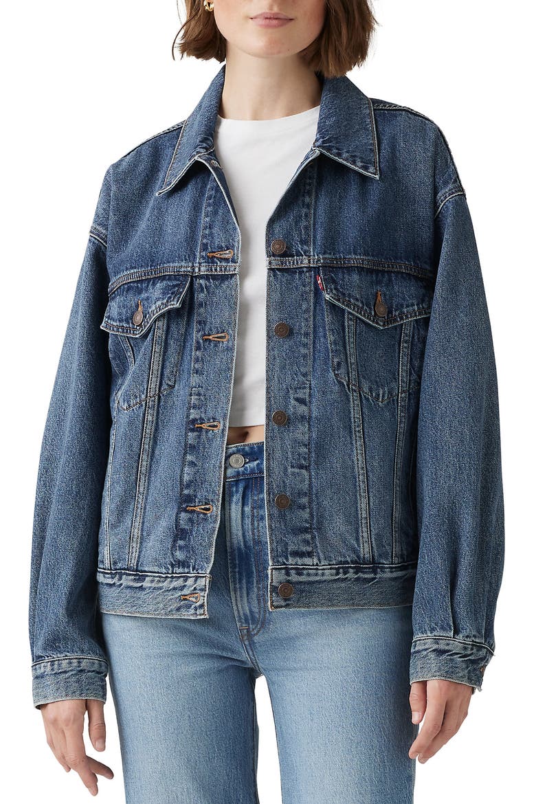 '90s Denim Trucker Jacket, Main, color, NATIVE SPEAKER