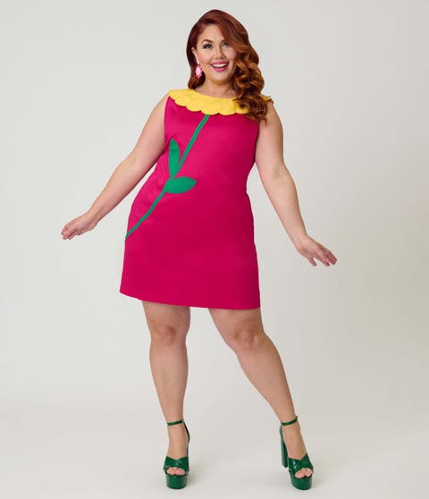 Plus Size Petal Collar Shift Dress