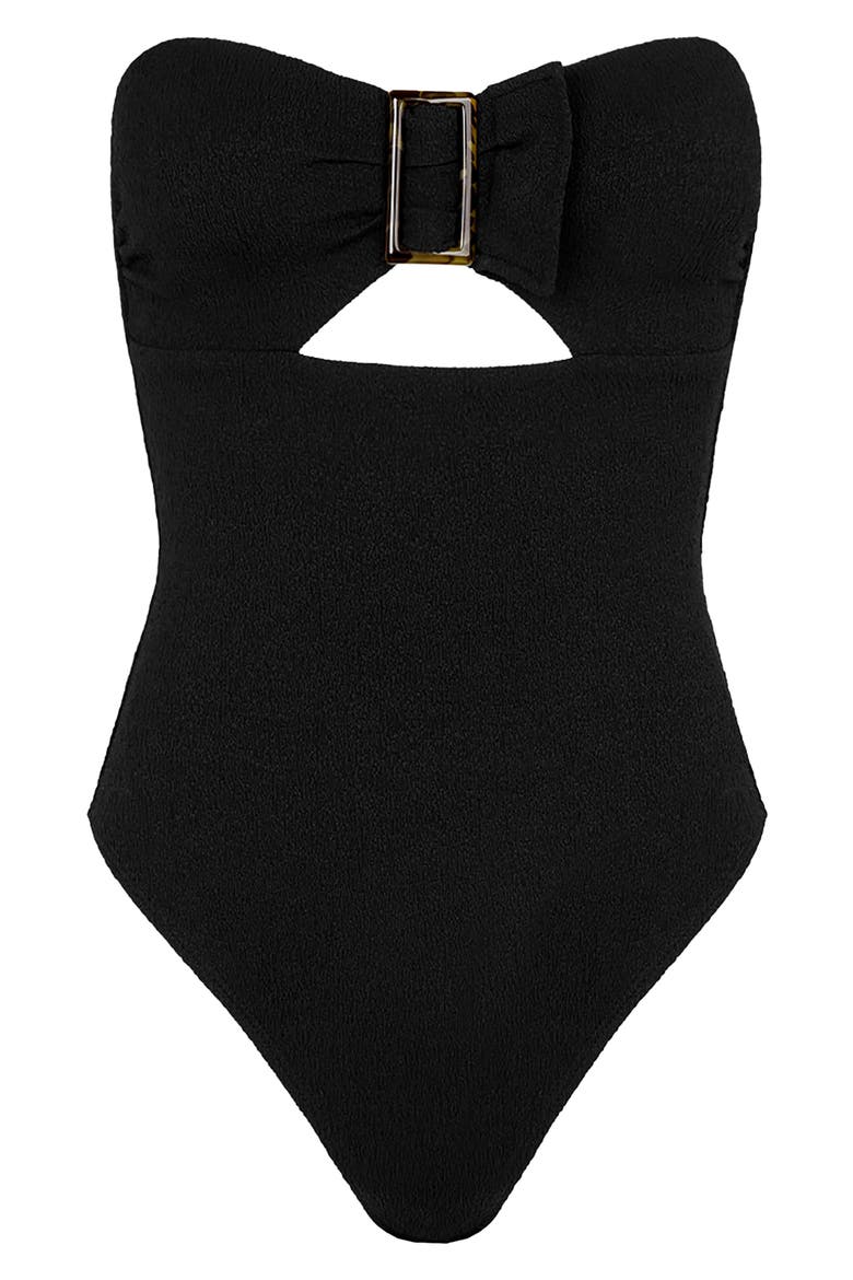 Fir Sade Cutout Bandeau One-Piece Swimsuit, Alternate, color, BLACK