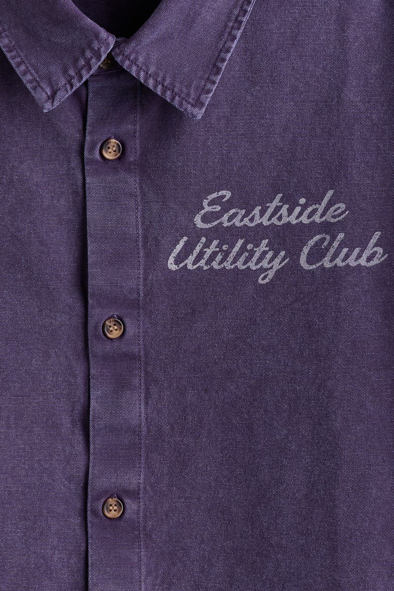 Relaxed-Fit Short-Sleeved Cotton Shirt, Alternate, color, Dark purple/Eastside