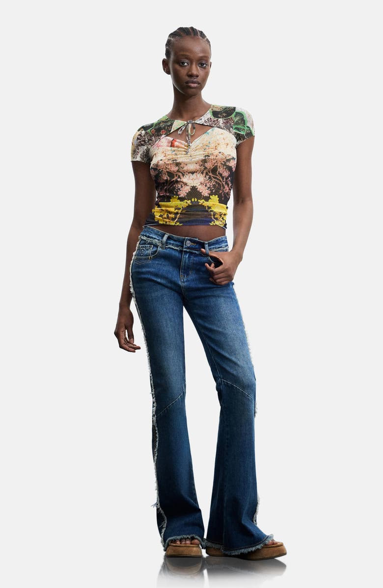 Desigual Cutout Mesh T-Shirt, Alternate, color, 