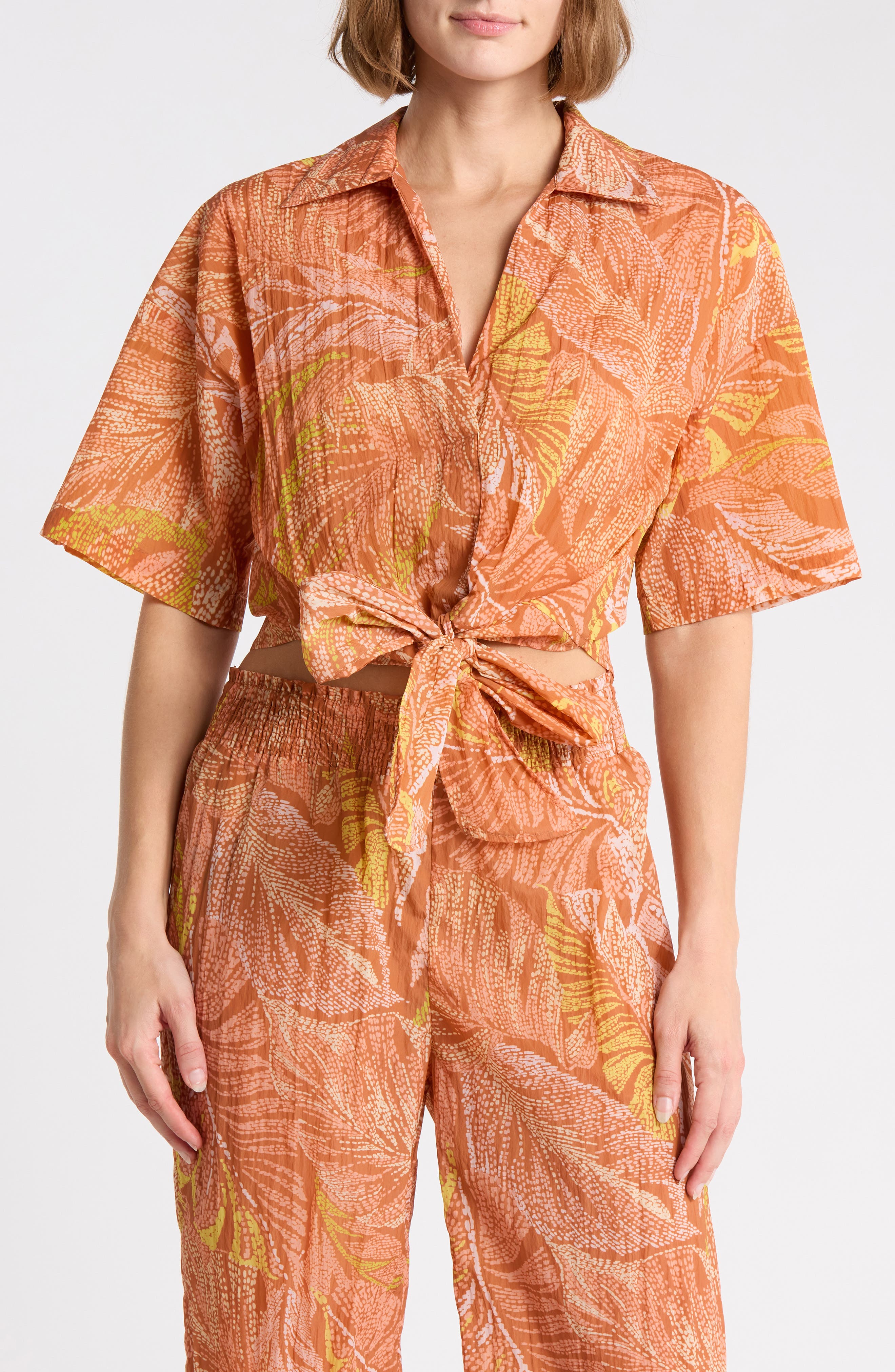 Short Sleeve Tie Front Top