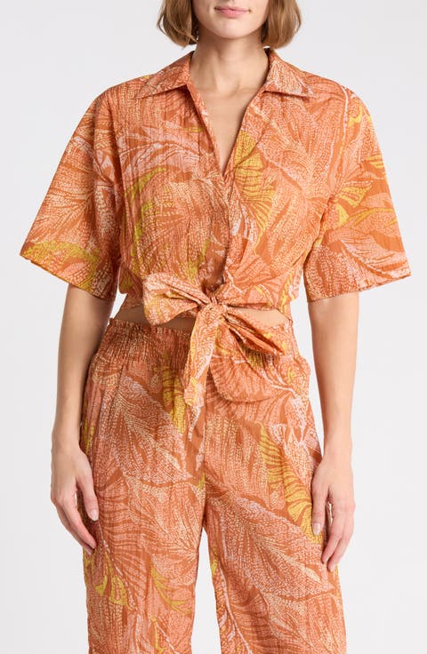 Short Sleeve Tie Front Top