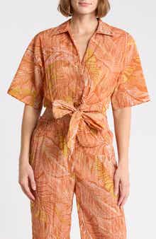Short Sleeve Tie Front Top