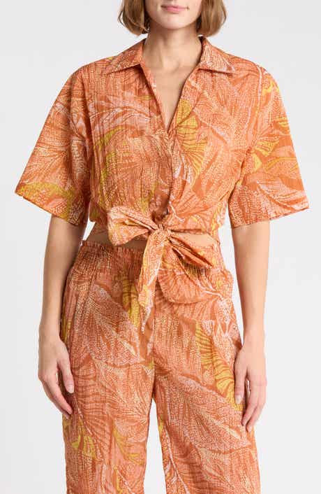Short Sleeve Tie Front Top