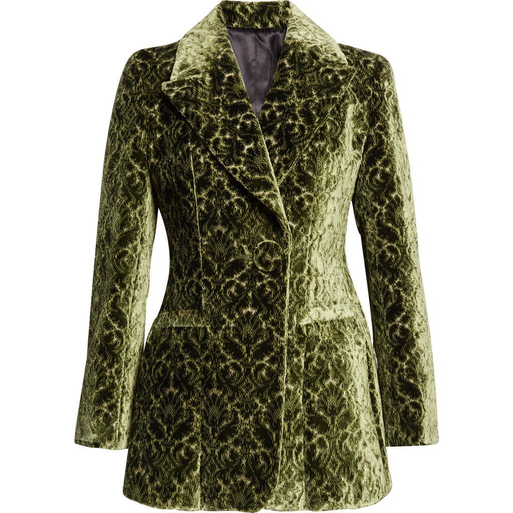 Burberry Virginia Baroque Velvet Double-breasted Jacket In Green