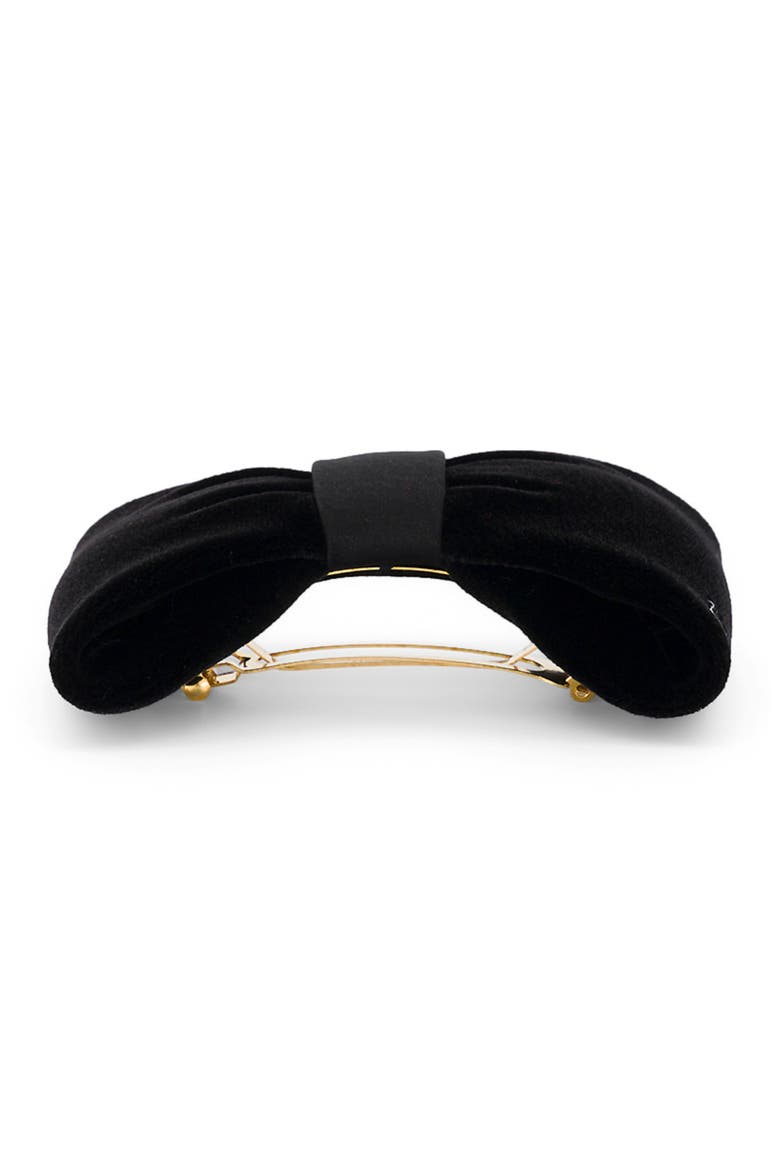 Josephine Velvet Bow Barette, Main, color, Black