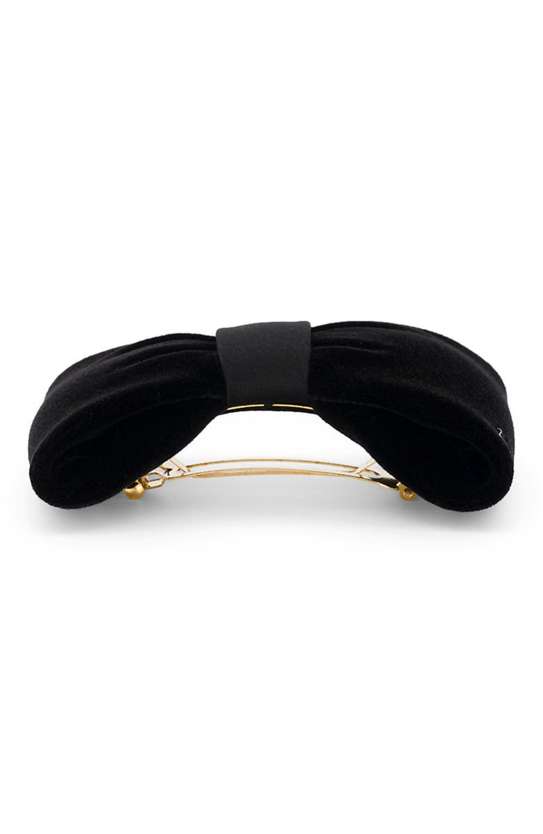Alexandre de Paris Josephine Velvet Bow Barette, Main, color, Black