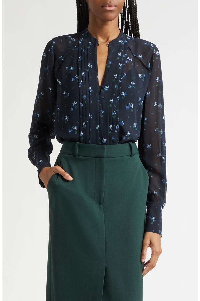 Rennon Floral Pleat Detail Top, Main, color, NAVY MULTI