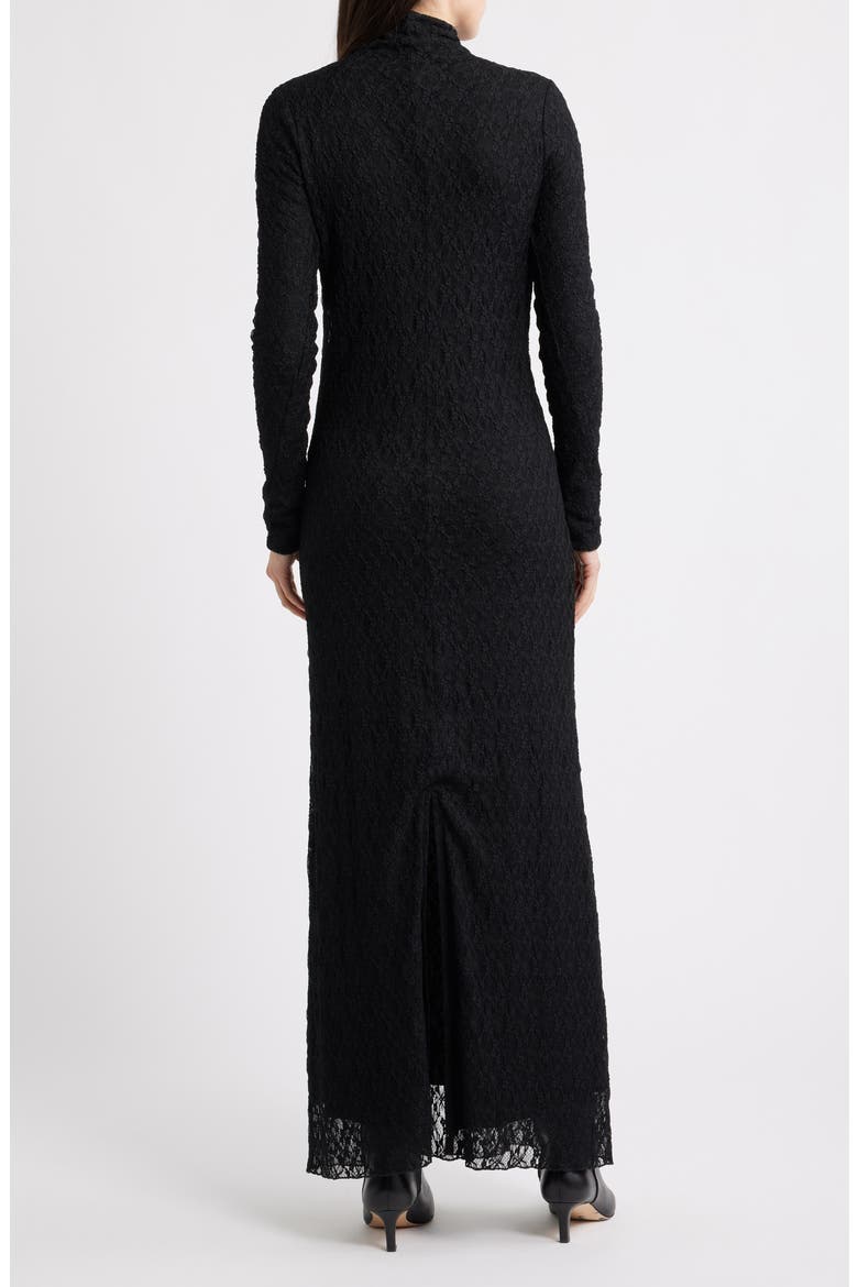 Ellie Lace Long Sleeve Turtleneck Maxi Dress, Alternate, color, BLACK