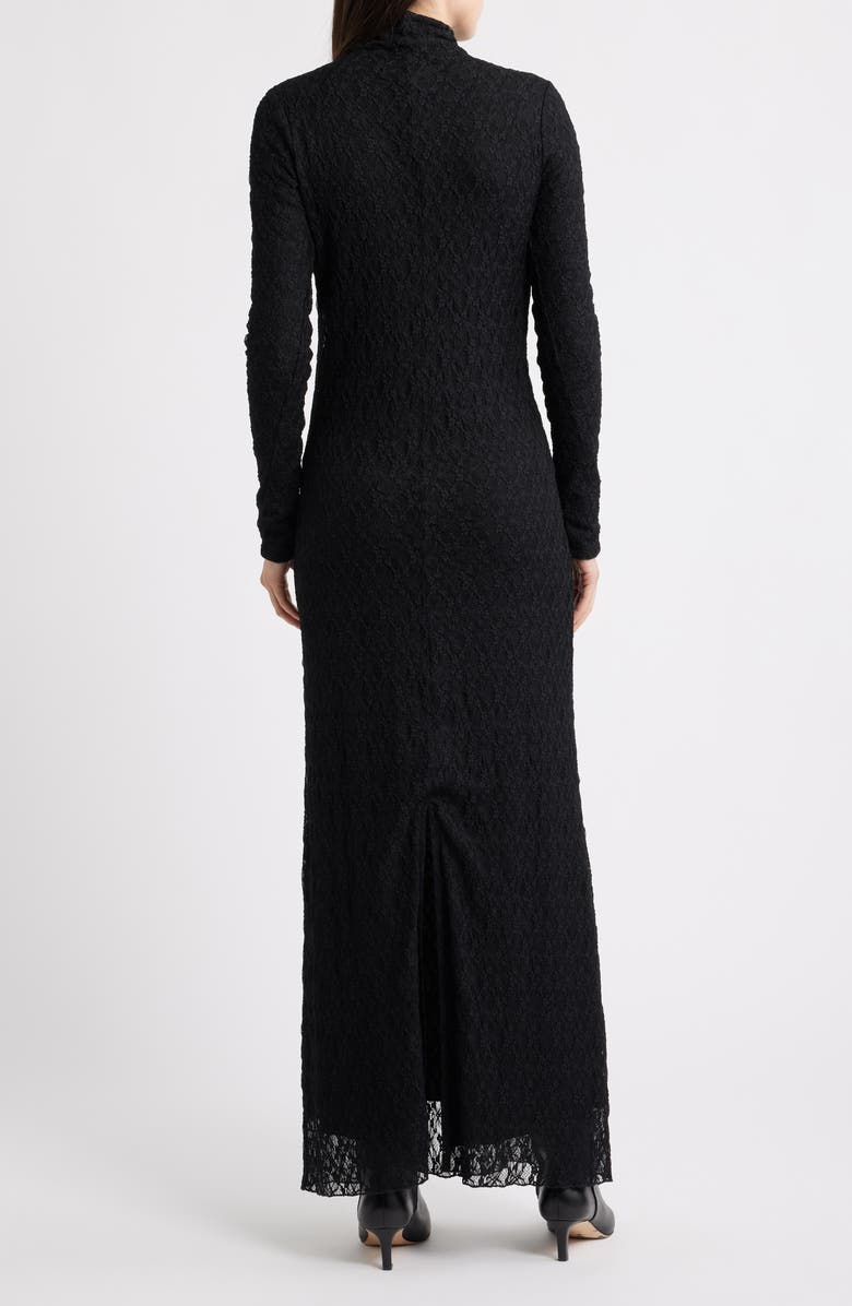 rag & bone Ellie Lace Long Sleeve Turtleneck Maxi Dress, Alternate, color, Black