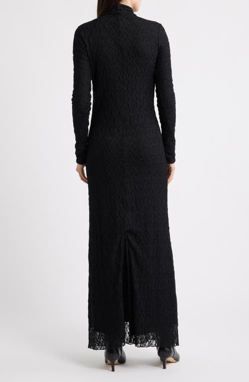 Rag & Bone Ellie Lace Long Sleeve Turtleneck Maxi Dress In Black