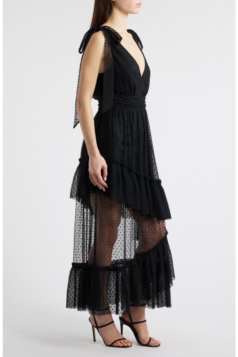 Sutton Swiss Dot Midi Dress, Alternate, color, BLACK