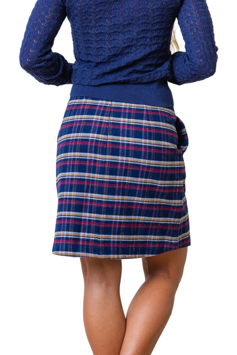 Women's Organic Flannel Ruffle Skirt, Alternate, color, Navy Autumn Plaid