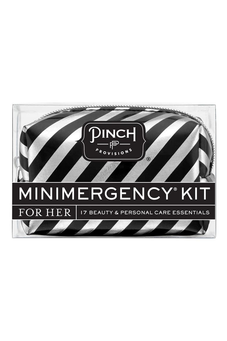 'Candy Striper' Minimergency Kit, Main, color, BLACK/ SILVER STRIPE