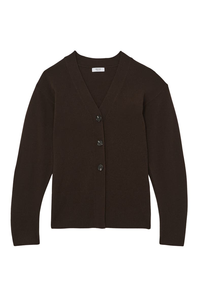 Tyle Wool & Cashmere Blend Cardigan, Alternate, color, CHOCOLATE