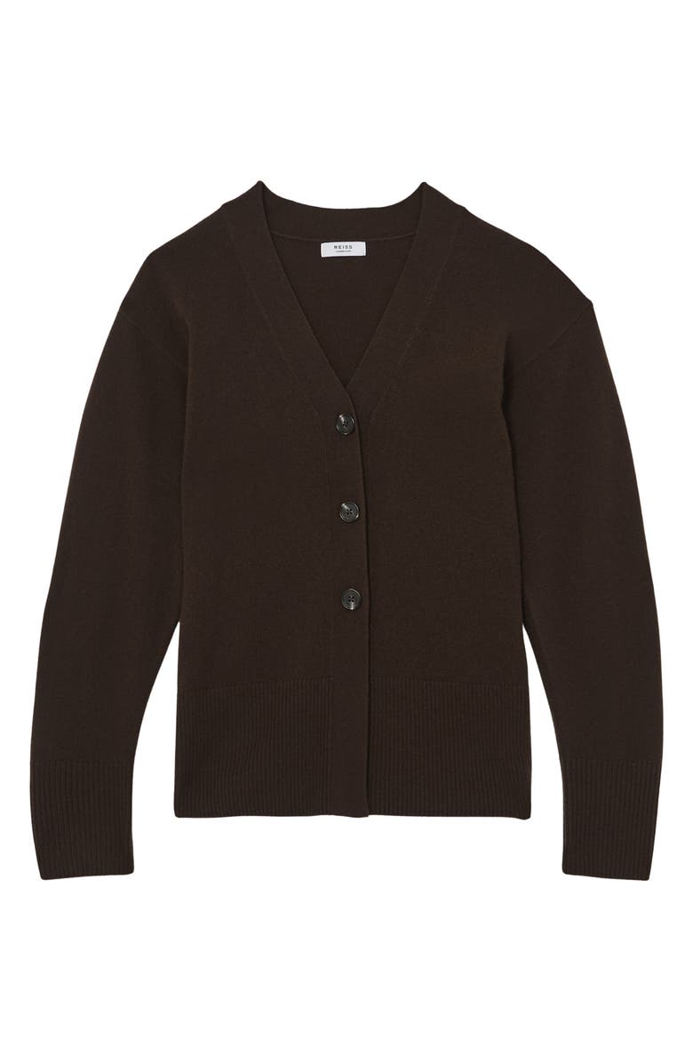 Reiss Tyle Wool & Cashmere Blend Cardigan, Alternate, color, Chocolate