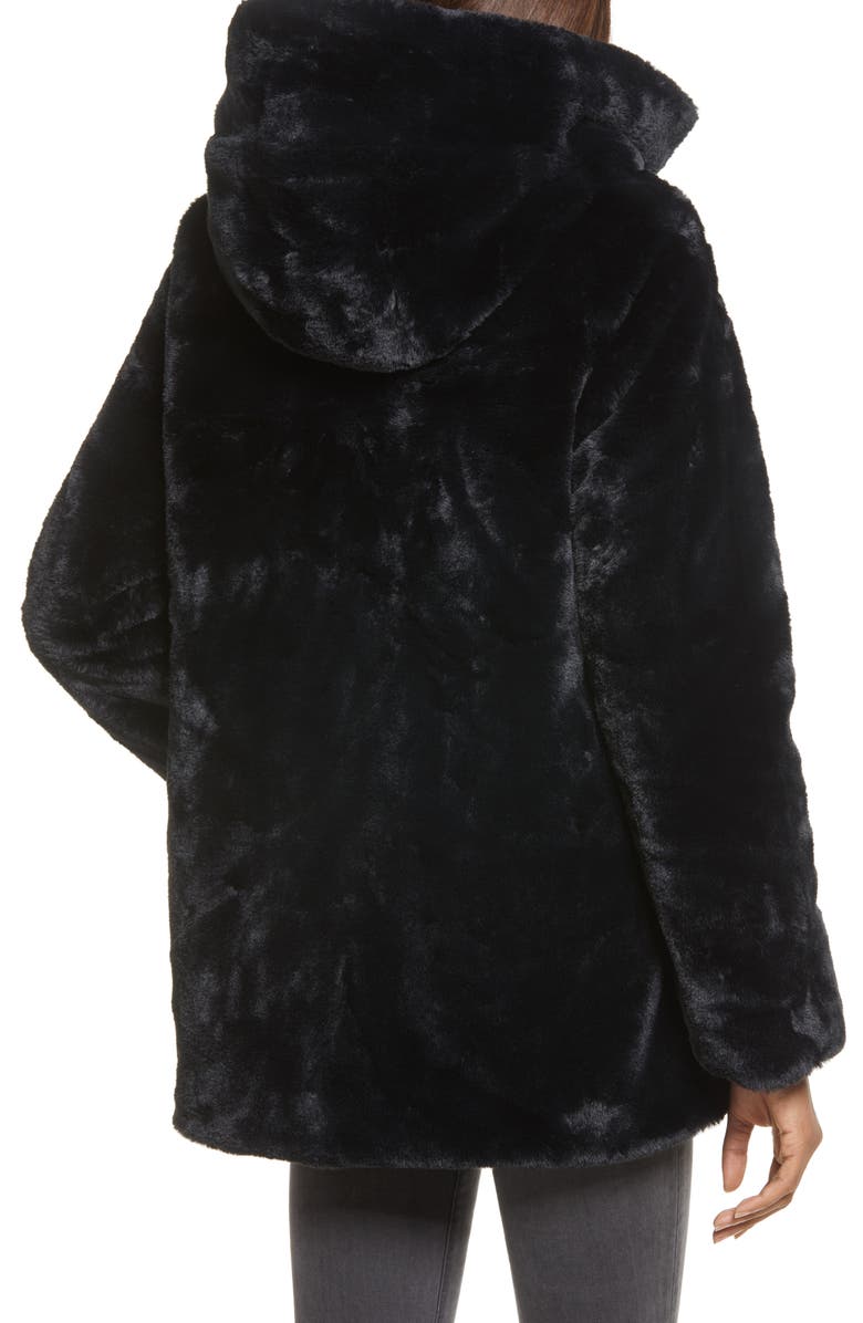 Save The Duck Waterproof Reversible Hooded Faux Fur Coat, Alternate, color, 