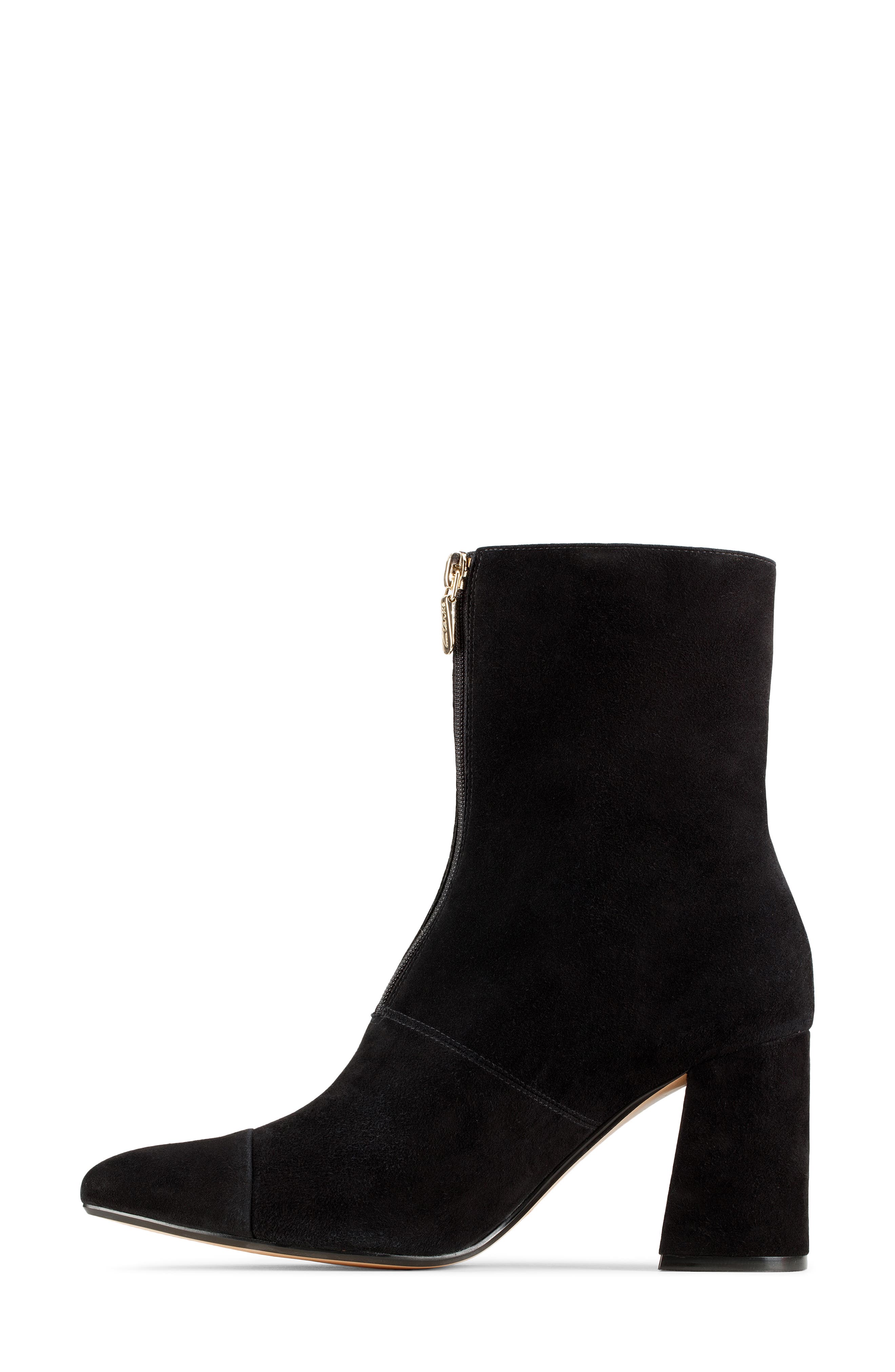 Laina85 Front Zip Bootie, Alternate, color, BLACK SUEDE