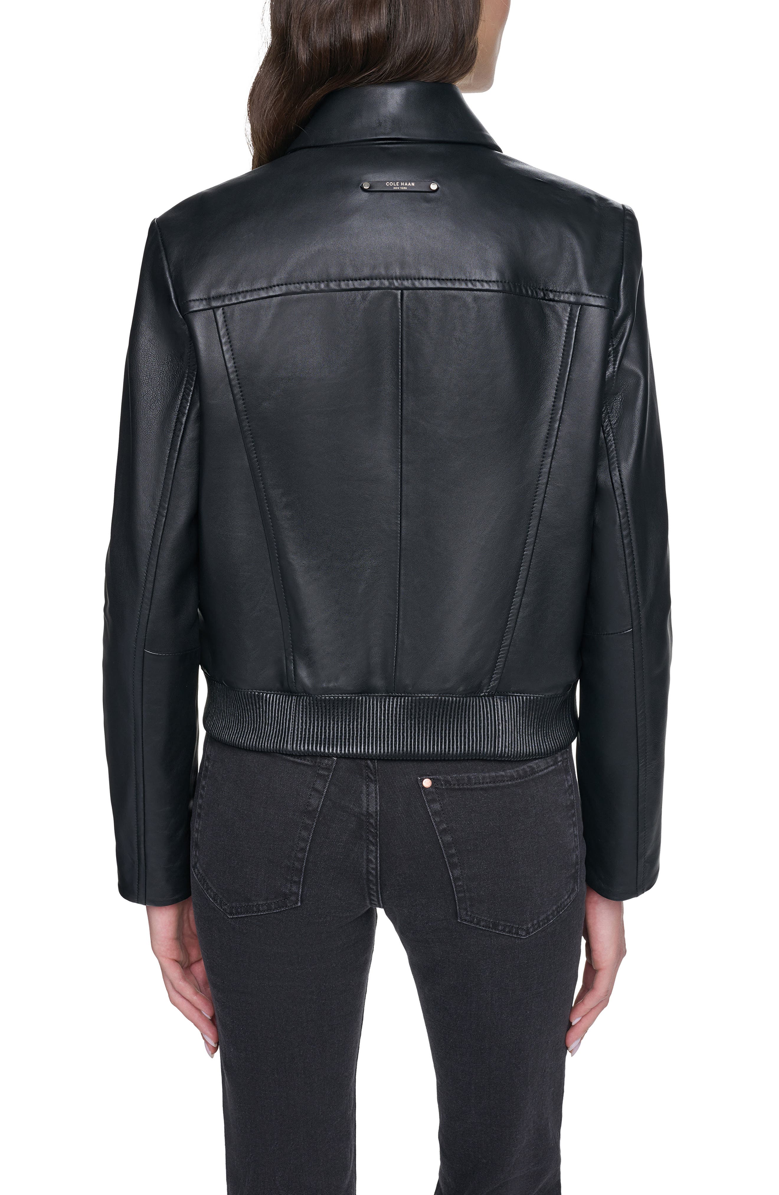 Женские куртки Cole Haan Signature Leather Bomber Jacket — фото 3
